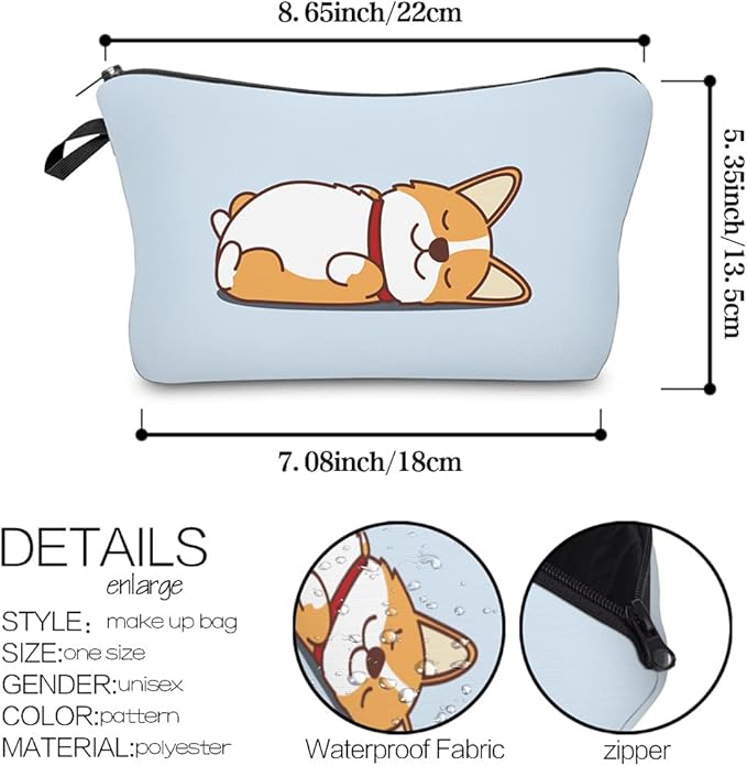 Deanfun Makeup Case Small, Cosmetic Zipper Bag Waterproof for Purse Mini, Women Cute Traveling Accessories Pouch for Ladies Thanksgiving Christmas Gifts(D2-55061)