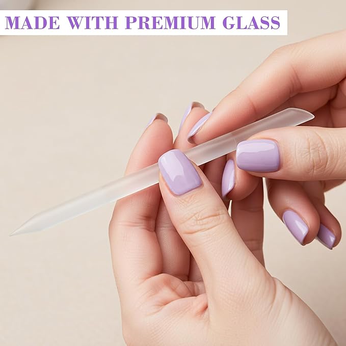 Glass Cuticle Pusher Set of 2, Dual-Ended Manicure Stick, Cuticles Remover Tool, Crystal Cuticle Pusher Glass File Long-Lasting and Double-Sided Reusable Glasses Stick for Nails and Cuticles
