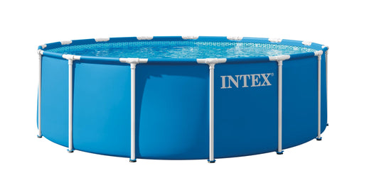 INTEX Metal Frame 15 ft x 48 in Above Ground Pool Set, Round Swimming Pool with Steel Frame, 1000 GPH Cartridge Filter Pump, and Type A Filter Cartridge