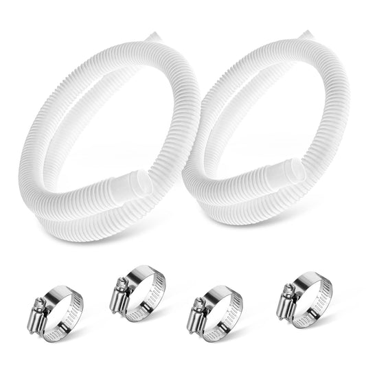 1.25" Pool Hose Replacement for Intex Pump - 59" Long Hose for Intex Filter Pump 607, 637, 1.25" Pool Connection Hose for Above Ground Pools 330GPH 530GPH 1000GPH Filter Pump (2 Hoses with 4 Clamps)
