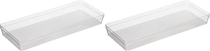 Oggi Clear Drawer Organizer - 6" X 15" - Ideal for Organizing Kitchen Drawers, Office, Desk, Silverware, Kitchen Utensils, Cosmetics and Bathrooms (Pack of 2)