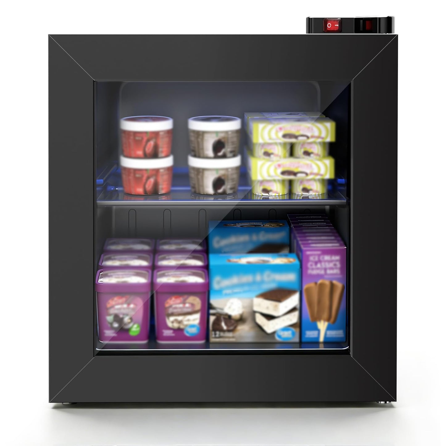 COWSAR 1.2 Cu Ft Mini Freezer Compact Display Freezer with Removable Shelf Countertop Freezer for Kitchen/Office/Dorm 7 Temperature Settings -18℉ to -10℉ for Ice Cream/Meat/Sea Food