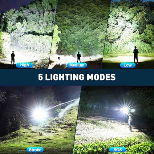 Rechargeable LED 90,000 High Lumens Flashlights, 2 Pack Super Bright Flash Light with Cob, 7 Modes Waterproof Powerful Flashlight for Home (L-2P)