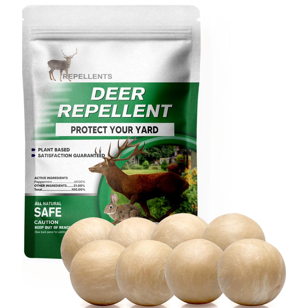 AMDEIUR Deer Repellent for Plants, Rabbit Repellent Outdoor, Deer Deterrent for Yard, Bunny Repellent, Deer Away, Keep Rabbits Out of Your Garden, Safe for Family, Pets and Plants, 8 Packs