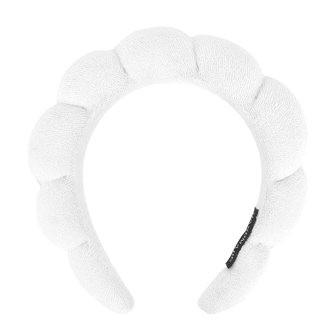 Women Spa Headband, White - Soft, Terry Cloth, Comfortable, and Absorbent Headband for Washing Face, Makeup, Skincare, Yoga, Sports, Shower, Hair Accessories for Women Girls