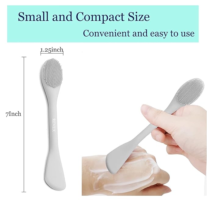 REVEX Pore Cleaning Brush,Face Scrubber,Exfoliating Pore Scrubber,Silicone Face Mask Applicator,Mask Applicator Tool for Facial Mud,Face Brush for Women Men. (Sky Blue+Gray)
