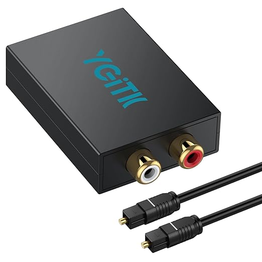 YGiTK 192kHz DAC Digital to Analog Audio Converter with Digital Audio Optical Cable,SPDIF Toslink Optical to RCA Converter for HDTV, DVD, Blu-Ray Players and Game Consoles