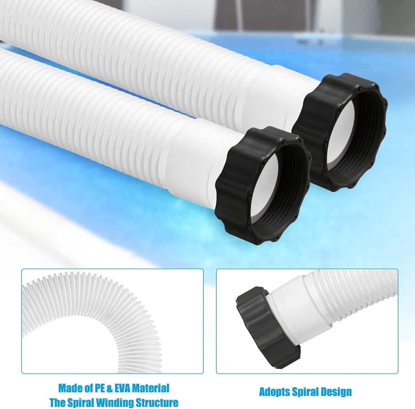 1-1/2 Inch × 20 Inch Accessory Pool Pump Replacement Hose for Intex Sand Filter Pumps & Saltwater Systems 26371CA 26371EH 28647EG (1, 20inch)
