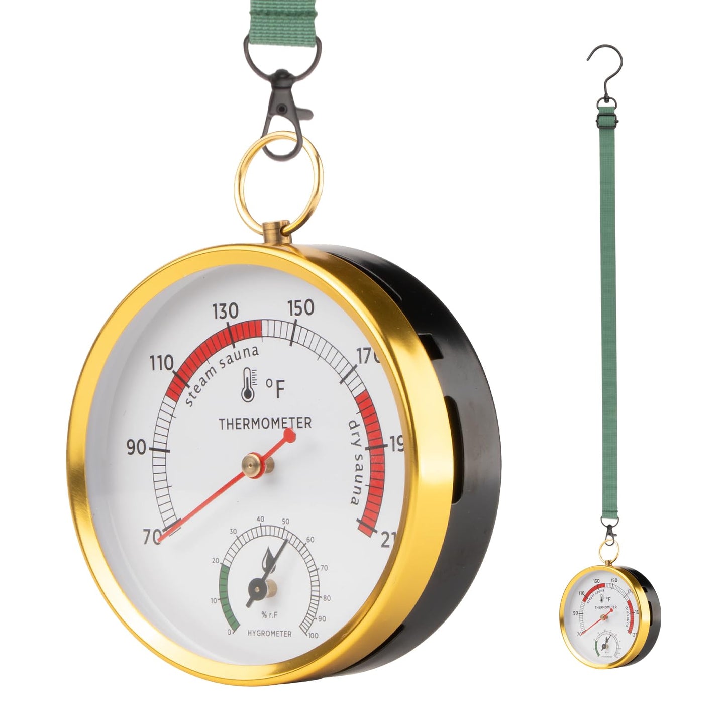 Andelov Sauna Thermometer and Hygrometer (Fahrenheit) with Lanyard Mount, Portable Temperature & Humidity Monitor for Steam Sauna Box, Infrared/Indoor/Home Sauna Accessories