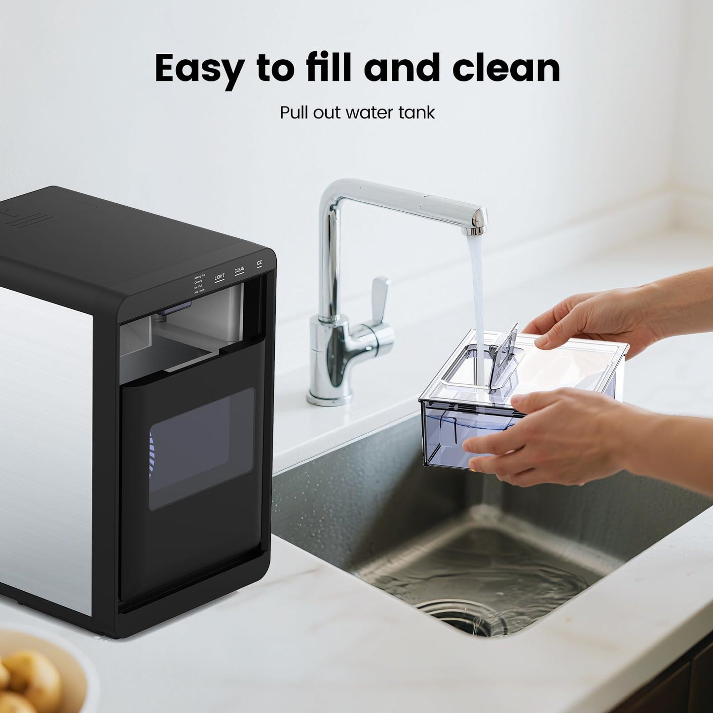 COWSAR Nugget Ice Makers Countertop, 44Lbs/24H Crushed Ice Maker & Pebble Ice Machine, Pellet Ice Makers with Ice Scoop &Removable Basket,Sonic Countertop Ice Machine for Home/Kitchen/Office