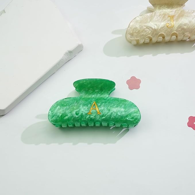 Initial Cute Hair Clips - Letter Elegant Hair Claw Clips, Fashion Glitter Claw Clips Durable Hair Clips, Wedding Gift, Bridesmaid Gifts, Birthday Gifts, Christmas Gift, Green Letter H