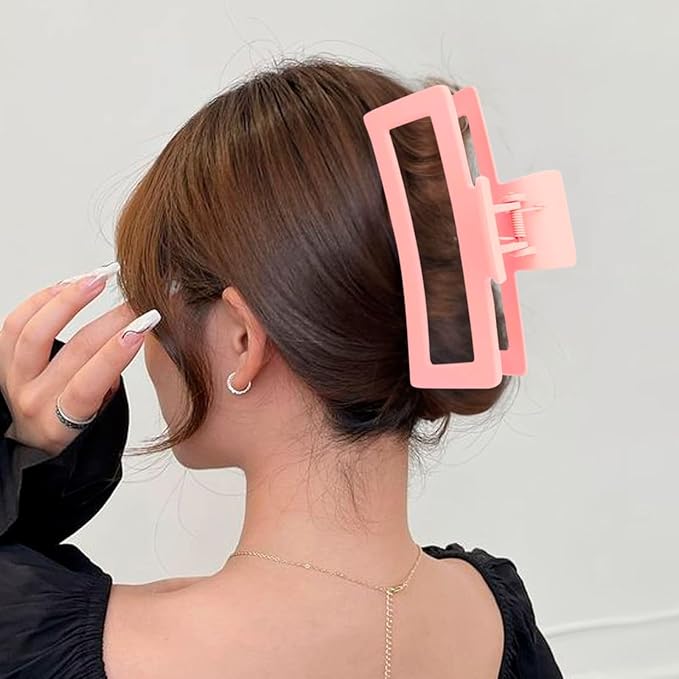 5 Inche Extra Large Claw Clips for Thick and Long Hair, 4 Pack Xl Jumbo Oversized Matte Non-slip Rectangle Hair Clips for Women, Big Strong Hold Jaw MultiColor2