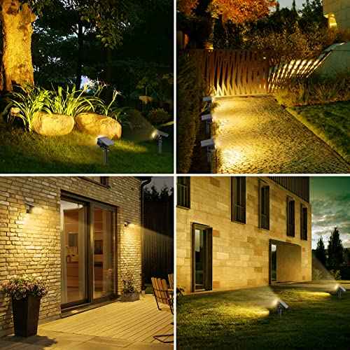 Solar Spot Lights Outdoor, [57 LED/6 Pack] Solar Lights Outdoor IP65 Waterproof, 3 Modes Solar Powered Landscape Spotlights for Garden Yard Outside Patio Pathway Pool(Warm White)