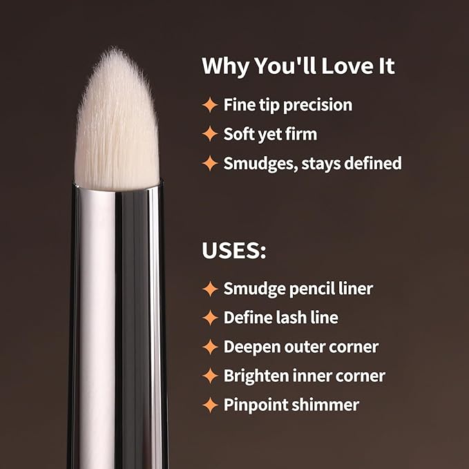 Small Eyeshadow Brush, Soft Firm Pencil Brush with Precise Point, Eyeliner Smudge Tool, Delicate Areas Eye Shadow Applicator for Inner Eye & Different Eye Shape (197 Micro Pencil)