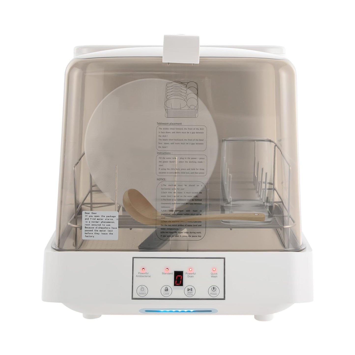 Portable Countertop Dishwasher, Automatic Dishwashing w/6 Programs & 5L Tank, Tabletop Small Dishwasher for Apartments & RV, 3 Washing Programs, 360° Dual Spray, 149℉ High-Temp& Air-Dry Function