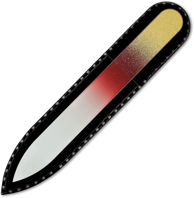Mont Bleu Rainbow Crystal Nail File in Black Pouch - Small/Purse Size - Czech Tempered Glass - Handmade in Bohemia (Czech Republic)