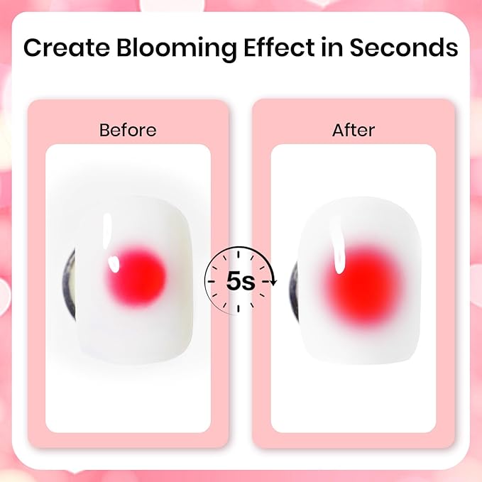 Beetles Blooming Gel Nail Polish Kit - Hema Free Clear Blooming Gel with Red Nail Polish & Nail Art Brush, Soak Off UV/LED for Flower Marble Watercolor Nail Designs DIY Gift Set