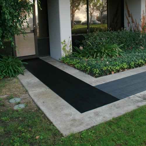 Rubber-Cal 03_168_W_FR_04 Fine Rib Corrugated Rubber Mats, 1/8" Thick x 4' x 4' Runners, Black