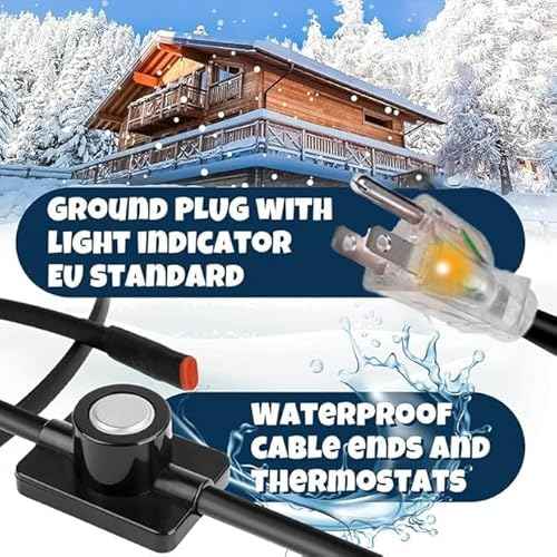 3~100FT Heat Tape for Water Pipes, UL & ETL Certified 30 FT Self-Regulating Pipe Heating Cable with Thermostat for Pipe Freeze Protection, Waterproof Heat Tape for Metal and Plastic Pipes,Black