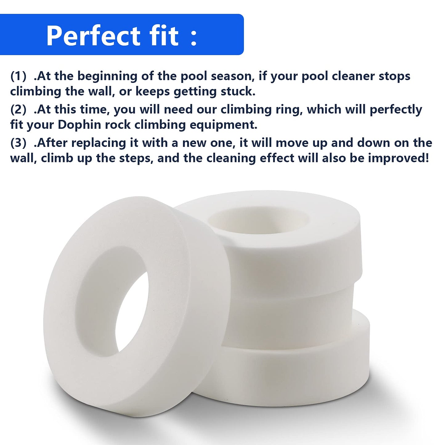 Pool Cleaner Climbing Rings for Dolphin Maytronics Nautilus Robotic Replacement Part 6101611-R4, Fits M200/M400/M500, Nautilus/CC Plus DX3/DX4/DX6, Ultimate Wall Adhesion Perfect Match (4 Pack)