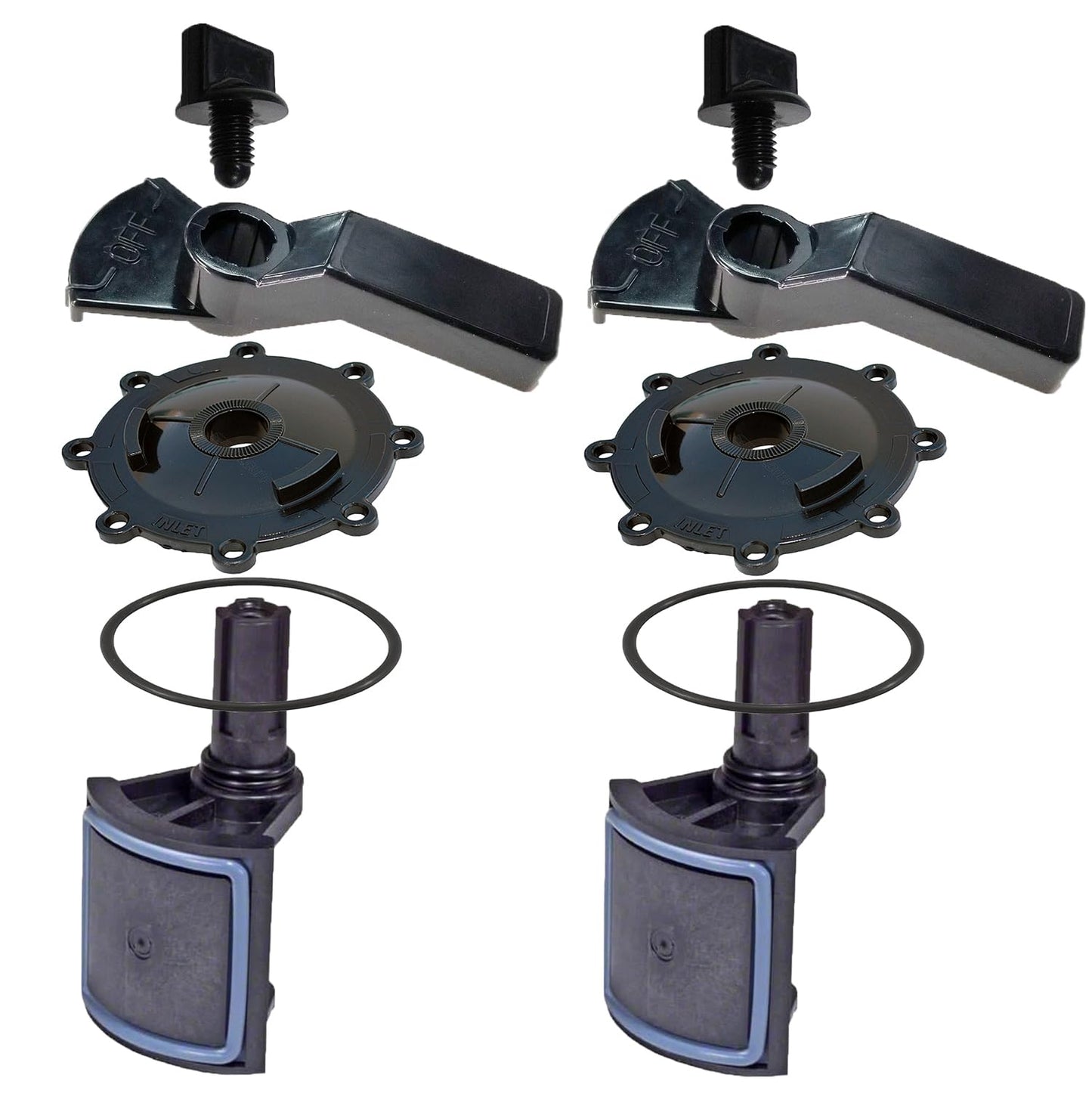 ATIE 2-Port/3-Port Pool Valve Rebuild Complete Kit Compatible with Jandy 2-way/3-way 4715, 4716, 4717 Valve and Gray Valves with Diverter Valve 4720, Cover 4606, Handle 7433 (2 Pack)