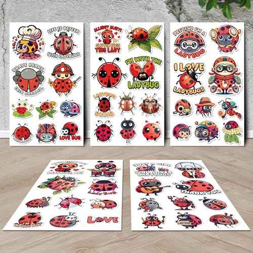 Ladybug Stickers 50 Pieces Vinyl Waterproof Decal for Laptop Water Bottle Phone Car Window Bike Motorcycle Stakeboard Scrapbook Ladybugs Sticker Gifts for Kid Teen Adult