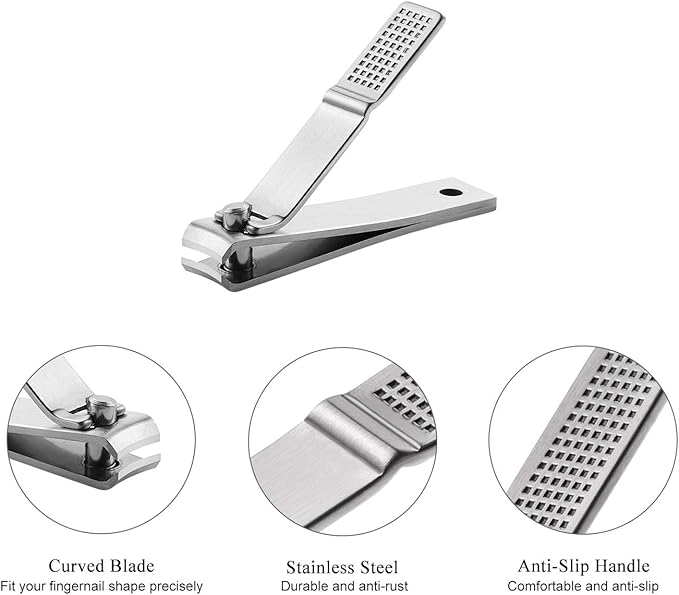 HAWATOUR Nail Clippers Set, Ultra Sharp Sturdy Fingernail and Toenail Clipper Cutters with Visibly Tin Case, Silver