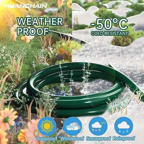 HUANCHAIN Indoor Outdoor Green Extension Cord 150 ft Waterproof, 16/3 Gauge Flexible Cold-Resistant Appliance Extension Cord Outside, 10A 1250W 16AWG SJTW, 3 Prong Heavy Duty Electric Cable, ETL