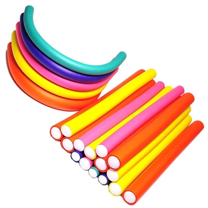 Pinkiou Hair Curlers Rollers Flexi Rods 42 Pack - Heatless Hair Curlers with Bag, 7 Sizes Flexible Curling Rods Set for Short Long Hair, No Heat Bendable Curling Rods