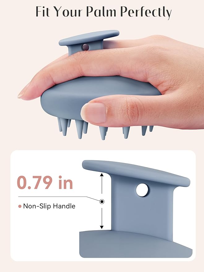 HEETA Scalp Massager Hair Growth, Scalp Scrubber with Soft Bristles, Integrated Silicone Design, Exfoliator for Dandruff Removal & Relaxation, Shampoo Brush Fit Wet Dry Hair Use, Dark Blue