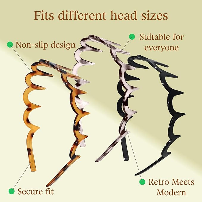 Metal Hair Bands Spring Wavy Hair Hoop Hairband (3pcs)……