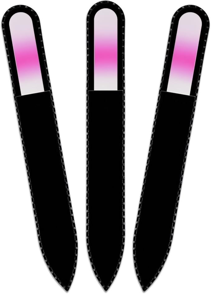 Mont Bleu Rainbow Glass Nail File in Black Pouch - Czech Tempered Glass - Handmade in Bohemia-Czech Republic - Smooth & Gentle Filing