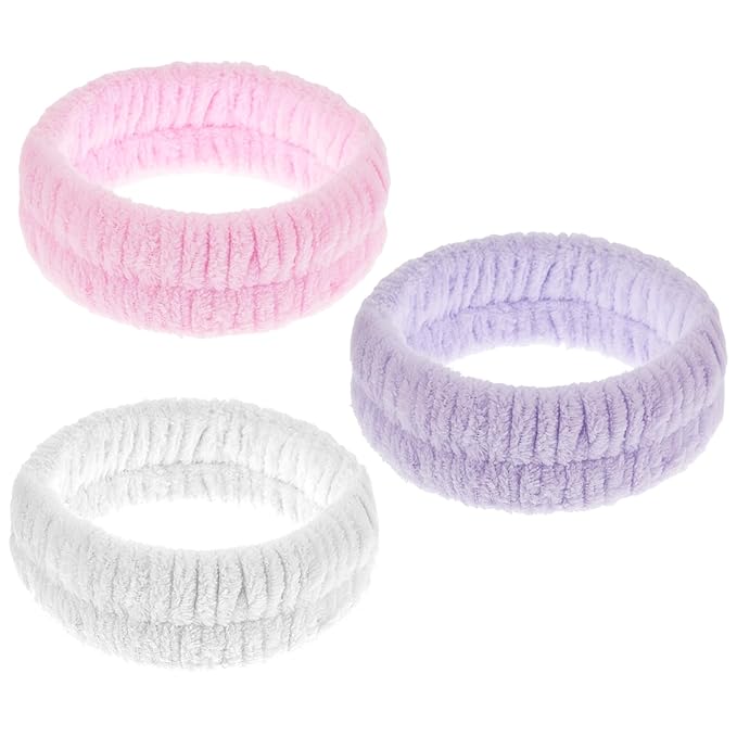 Spa Headband for Washing Face, 3Pcs Elastic Makeup HairBand, Absorbent Soft Headband, Skincare Headbands for Women, Facial Care Beauty Towel