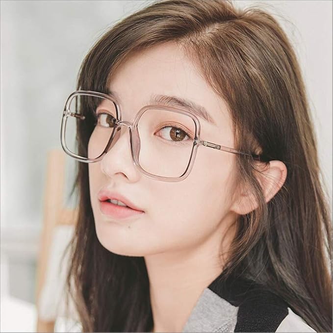 Shiratori Woman's New Retro Blue Light Blocking Glasses Big frame Nerd Eyeglasses Frame Anti Blue Ray Computer Game Glasses Gray