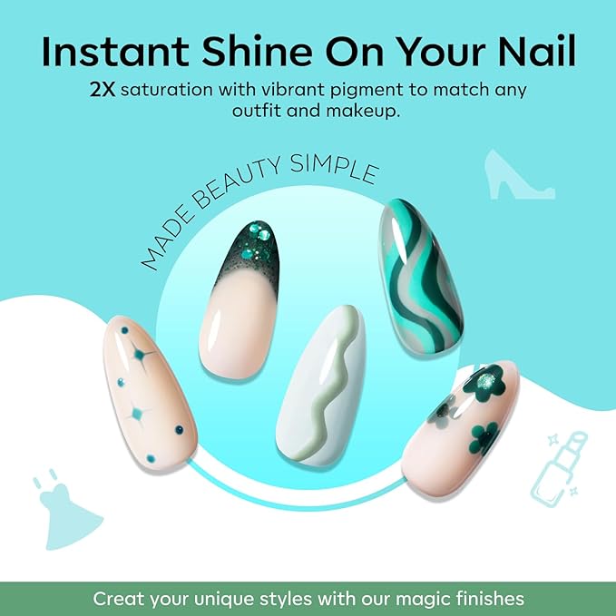 modelones Gel Nail Polish Set - 6 Colors 2026 Spring Summer Misty Gray Dark Green Glitter Gel Polish Kit Sage Green Baby Blue Nail Polish Soak Off LED Nail Lamp Nail Kit Nails Salon DIY Gift