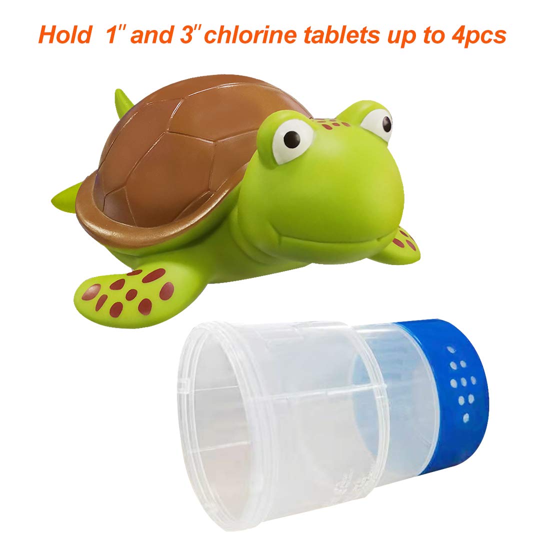 Blufree Chlorine Floater, Floating Chlorine Dispenser for Pools, Cute Turtle Pool Chlorines Floater, Large Capacity Chlorines Pool Floater w/Adjustable Release