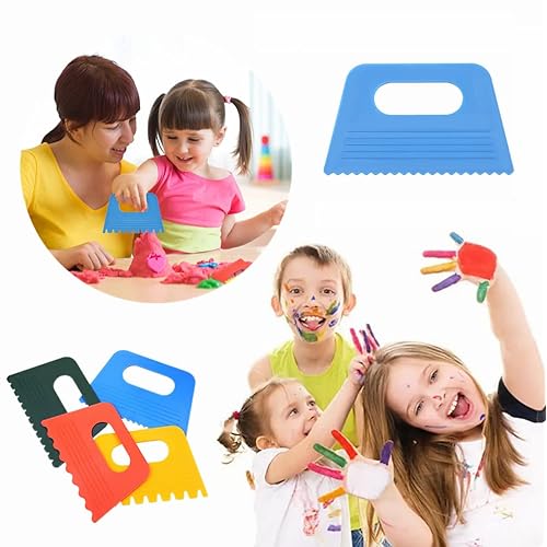 8 PCS Plastic Scraper Tools DIY Line Graffiti Tools Colored Plastic Paint Scrapers for Toddlers Kids Paint Crafts DIY Line Graffiti