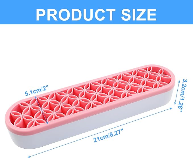 Pink Silica gel Makeup Brush Holder Box Multi-Purpose Silica gel Make Up Brush Storage Stand Rectangle Multipurpose Painting Pen Holder for Brushes,Art Craft and Painting Brushes