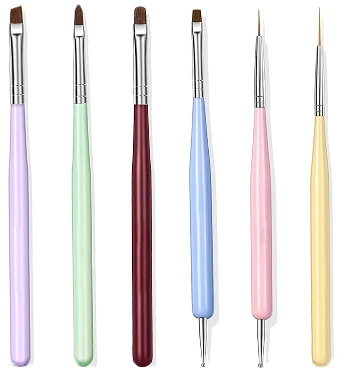Nail Art Brushes, Nail Design Painting Brush Set with Nail Polish Brush, Nail Liner Brush, Nail Extension Gel Brush, Builder Nail Gel Brush, and Multi-Size Dotting Pens for DIY Nail Art