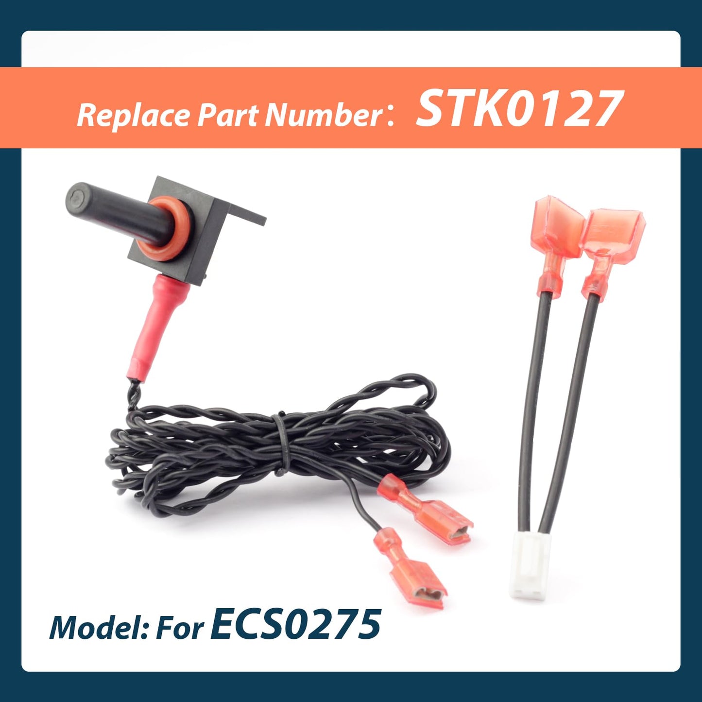Lisnhlin ECS0275 Water Temperature Sensor Compatible with AquaCal Pool Heater Heat Pump, 10K RT Angle Water Temperature Sensor Rreplace STK0127