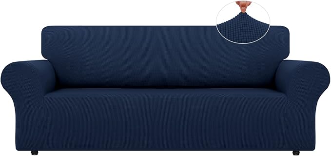 LURKA Stretch Oversized Sofa Slipcovers 1 Piece Couch Covers for 3 Cushion Couch Sofa Furniture Protector Full Sofa Covers with Elastic Bottom for Kids and Pet (X-Large, Navy)