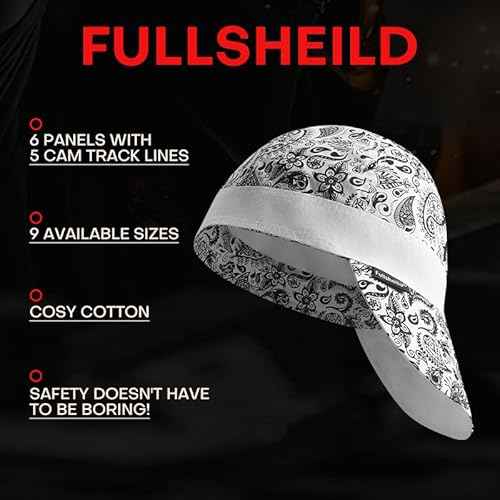 Fullsheild Reversible Welding Cap Flame Resistant CAT 2 Protective FR Welder Hats 6 Pannel Lightweight Printed for Men Women