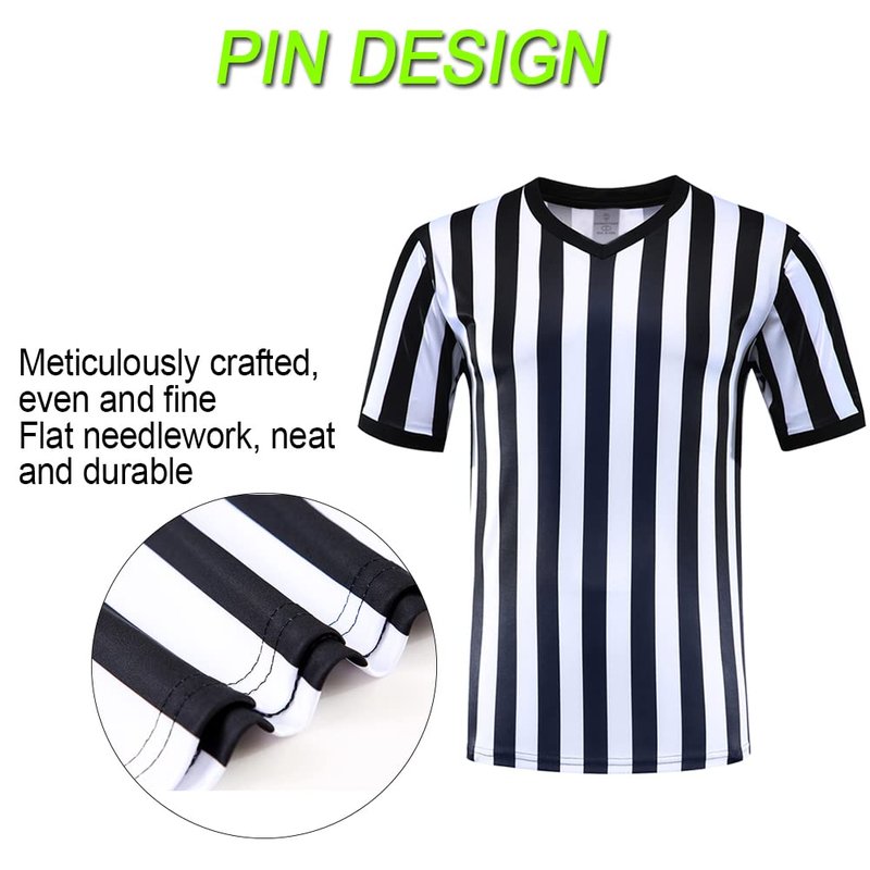 Shinestone Referee Shirt, Referee Costume Shirt for Womens and Mens, V Neck Referee Umpire Shirt Jersey for Football, Soccer and Sports for Christmas (X-Large)