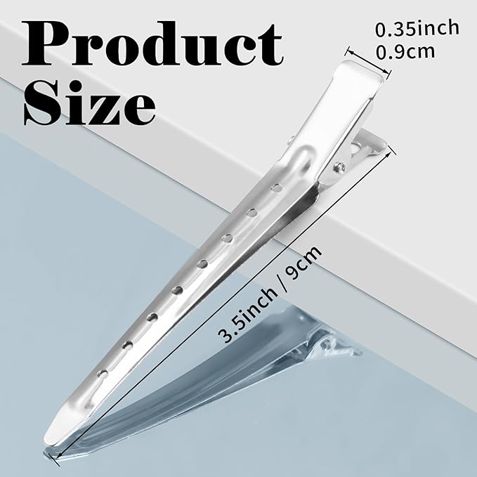 Gingbiss 24 Pcs Duck Billed Hair Clips for Styling Sectioning, 3.5 inch Metal Alligator Hair Clips for Women, Pin Curl Clips for Hair Roller,Salon,Bows DIY, Silver