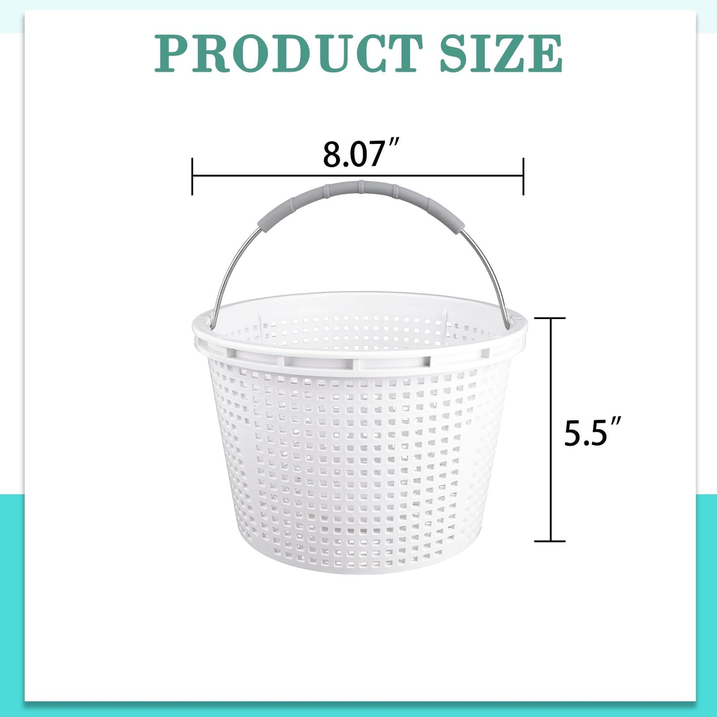 Neowah 8" Pool Skimmer Basket for Inground Pool, Compatible with Pentair U-3 Skimmer Basket 08650-0007 and Hayward SP1070 SPX1070E Pool Basket,with Built-in Brass Weight, Handle and Rubber Grip