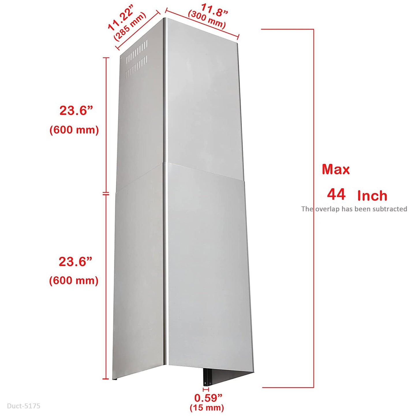 Wall Mount Range Hood Extension Duct Stainless Steel Adjustable Pipe Mount Brackets Included Rust Resistant Easy Clean up to 9 ft.