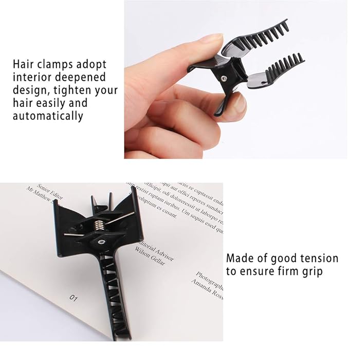 Ondder Hair Clips for Styling Sectioning Black Butterfly Hair Clips Clamps Claws Pro Salon Hair Clips for Cutting, Styling, Sectioning, Coloring Hair styling Clips Butterfly Clips Hair Accessories for