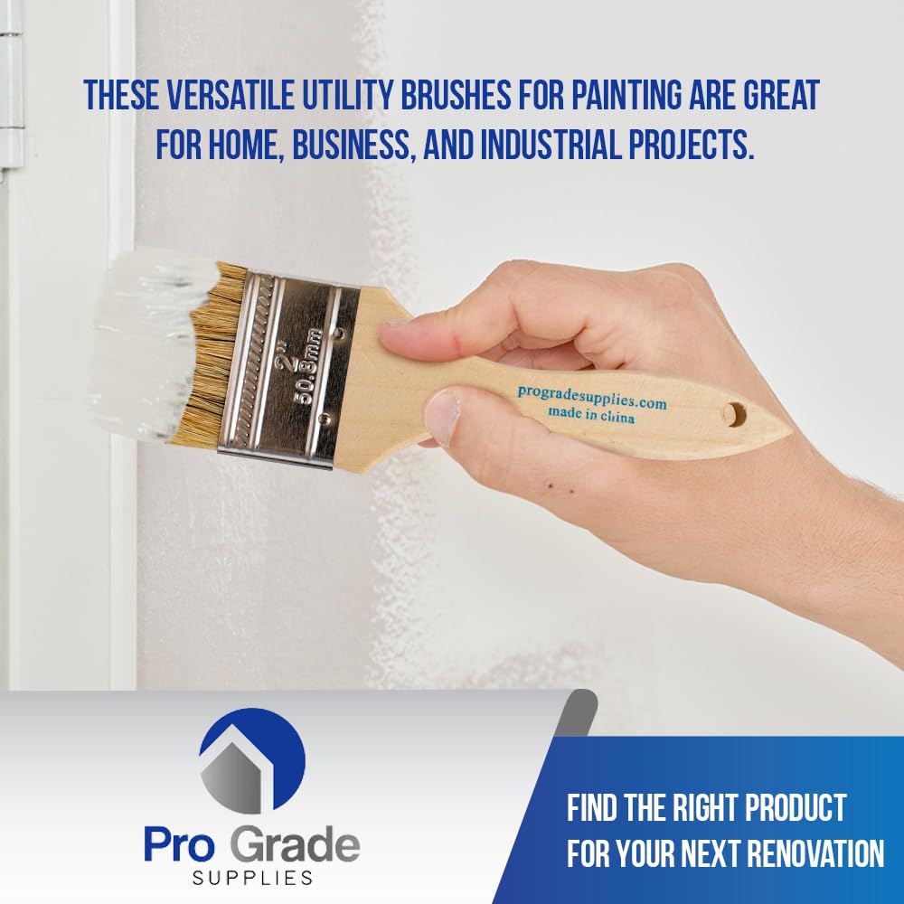 Pro Grade - Chip Paint Brushes - 96 Pack - 2 Inch - Chip Brushes - Versatile for Paints, Stains, Varnishes - 2 Inch Light Brown Chip Brushes Multi-Purpose Use
