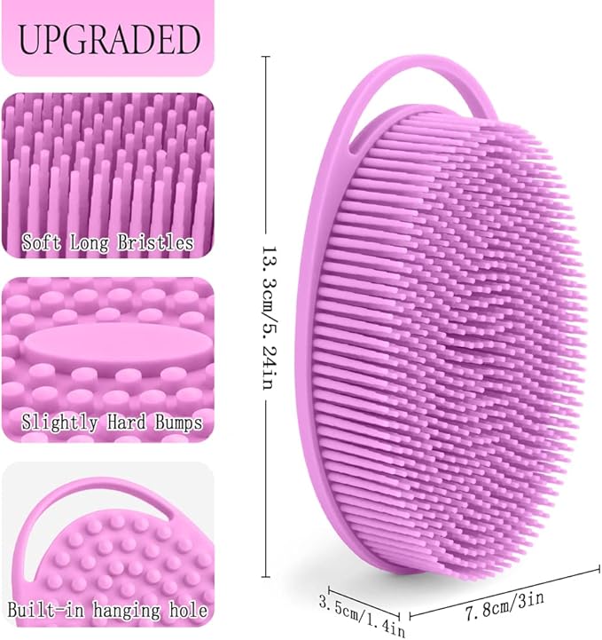 3 Pack Silicone Body Scrubber, Exfoliating Body Scrubber Fit for Sensitive and All Kinds of Skin, Soft Silicone Loofah, Clean and Sanitary Rapid Foaming