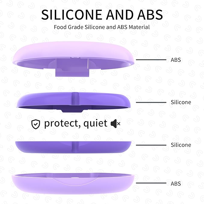 2 Pack Retainer Case, Compatible with Invisalign, Slim Aligner Case with Removal Tool, Aligner Seaters & Brush, Pocket Size Secure Magnetic Closure for Travel - Purple